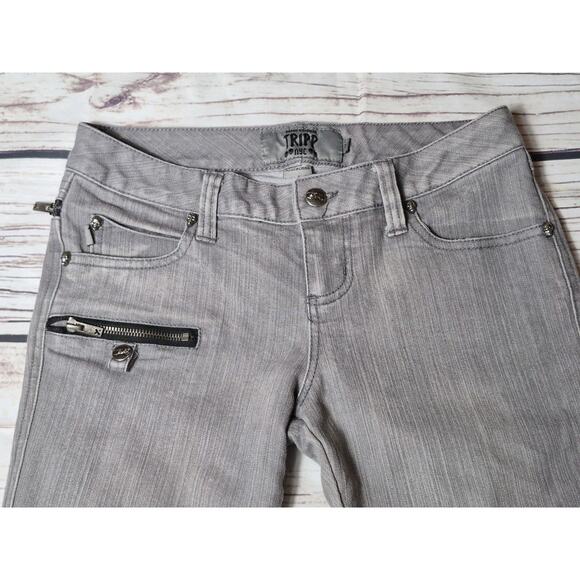 DAANG GOODMAN TRIPP NYC GRAY WASHED ZIP ACCENT JEGGING JEANS Size 7 SKULLS - Picture 2 of 15